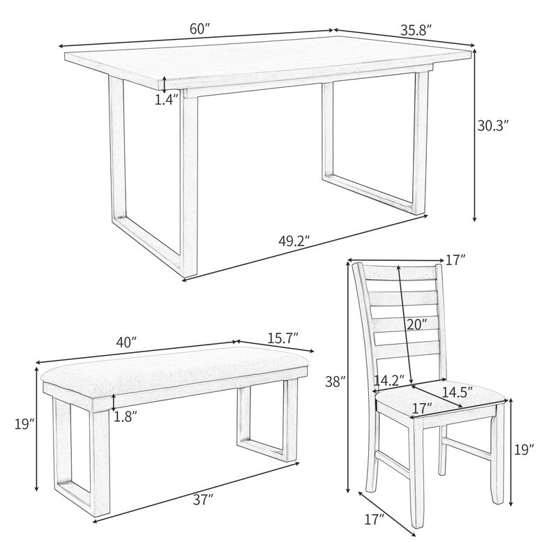 Merax 6-Pieces Solid Wood Dining Set