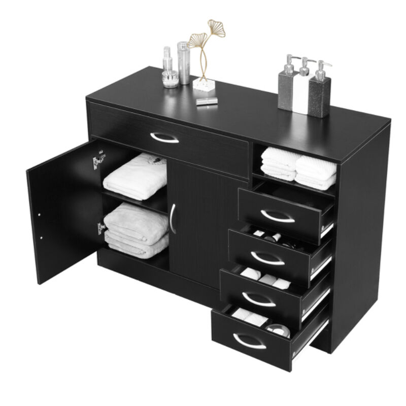 MDF With Triamine Double Doors And Five Drawers Bathroom Cabinet
