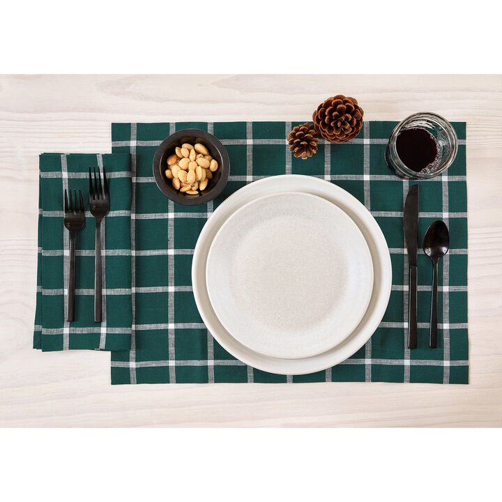 Solino Home 100% Pure Linen Dinner Napkins 20 x 20 Inch Set of 4 | Windowpane