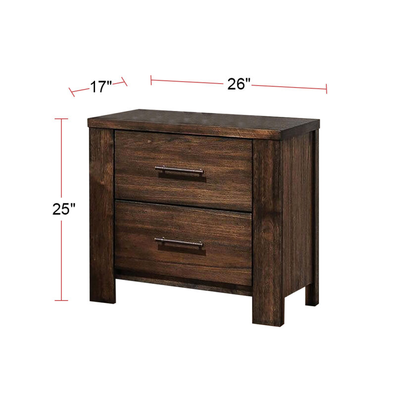 Streamdale Wood Nightstand With 2 Drawers In Brown