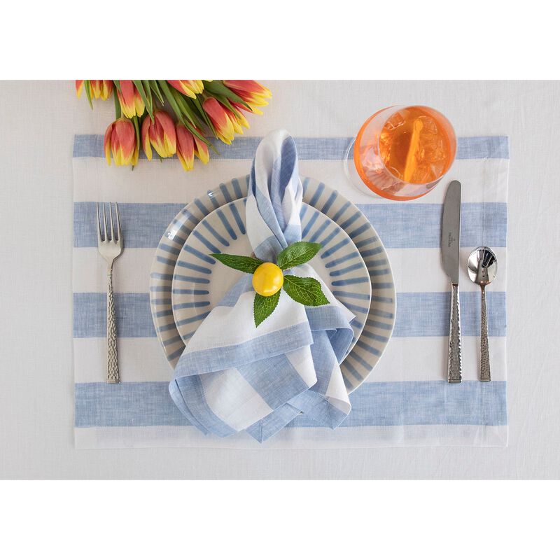 Solino Home 100% Pure Linen Dinner Napkins 20 x 20 Inch Set of 4 | Cabana Stripe