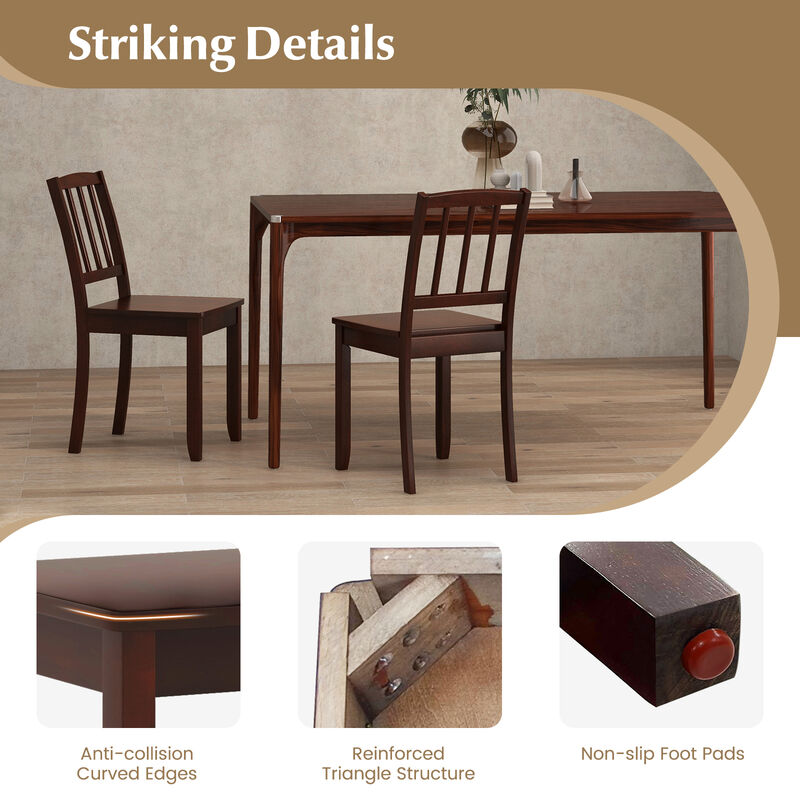 Wood Dining Chair Set of 2 with Rubber Wood Legs