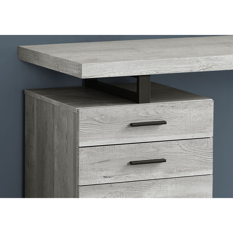 Monarch Specialties I 7409 Computer Desk, Home Office, Laptop, Left, Right Set-up, Storage Drawers, 48"L, Work, Metal, Laminate, Grey, Black, Contemporary, Modern