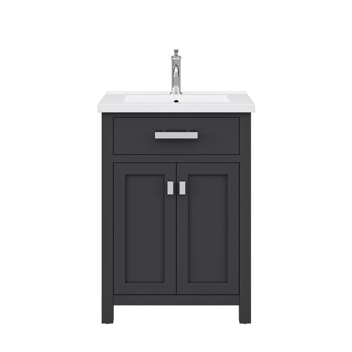 Myra 24 In. Integrated Ceramic Sink Top Bath Vanity in Espresso