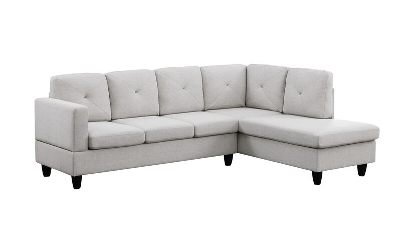 Santiago Light Gray Linen Sectional Sofa With Right Facing Chaise