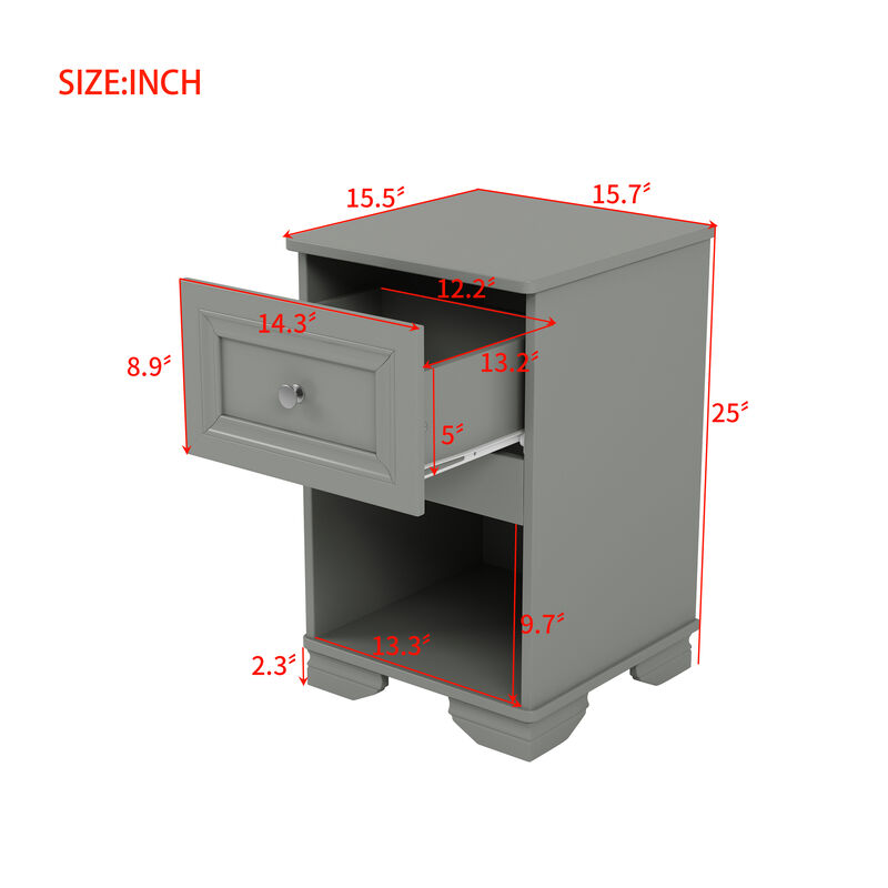 Merax Elegant Design Nightstand with A Drawer and Open Shelf