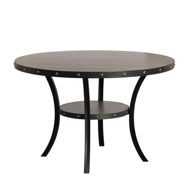 New Classic Furniture Furniture Crispin 48 Round Melamine Wood Dining Table in Gray