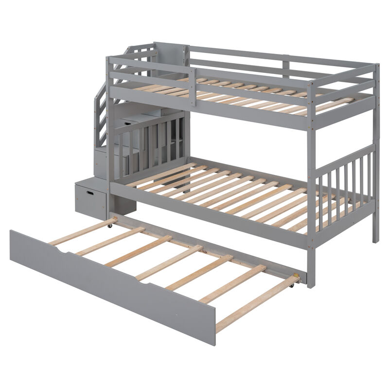 Twin Over Twin/Full Bunk Bed With Twin Size Trundle