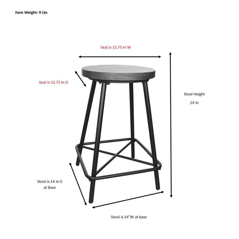 Carolina Living Illona 24 Counter Stool - Set of 2 - Elm Seat - Black Base