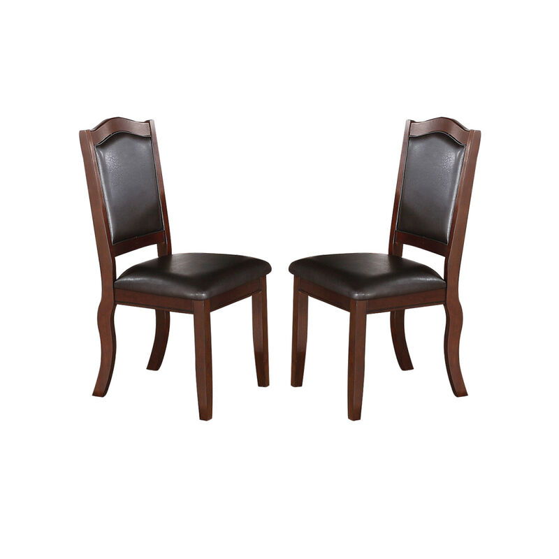 Faux Leather Upholstered Dining Chairs, Brown(Set Of 2)
