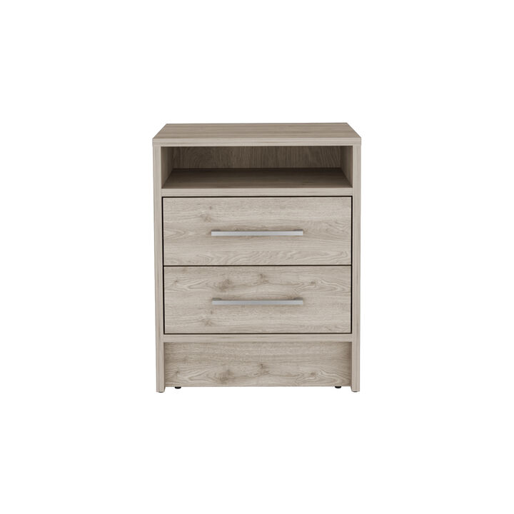 Streamdale Eter Nightstand, Superior Top, Two Drawers - Light Gray
