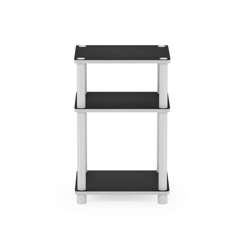 FurinnoFurinno Just 3-Tier Turn-N-Tube End Table / Side Table / Night Stand / Bedside Table with Plastic Poles, 1-Pack, White(Espresso)/White