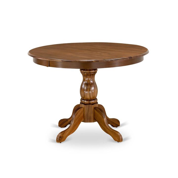 East West Furniture HBT-AWA-TP East West Furniture Amazing Dining Room Table with Acacia Walnut Color Table Top Surface and Asian Wood Modern Dining Table Pedestal Legs - Acacia Walnut Finish