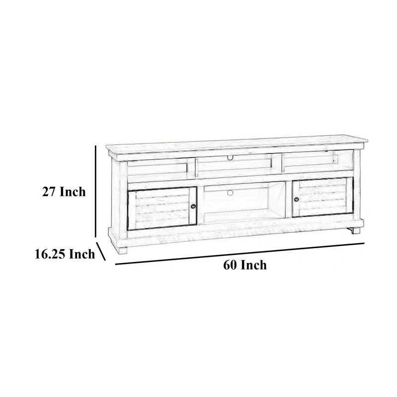 Ayne TV Stand Media Cabinet, 2 Doors and 4 Shelves, Brown Wood 60 Inch - Benzara