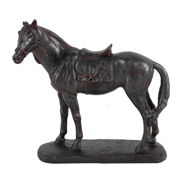 Don 10 Inch Horse Figurine Sculpture, Handmade Table Accent Brown Polyresin-Benzara