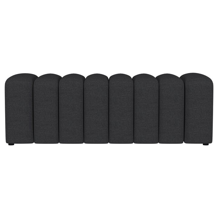 Sanna Accent Bench, Modern Channel Tufted Charcoal Black, 54 Inch - Benzara
