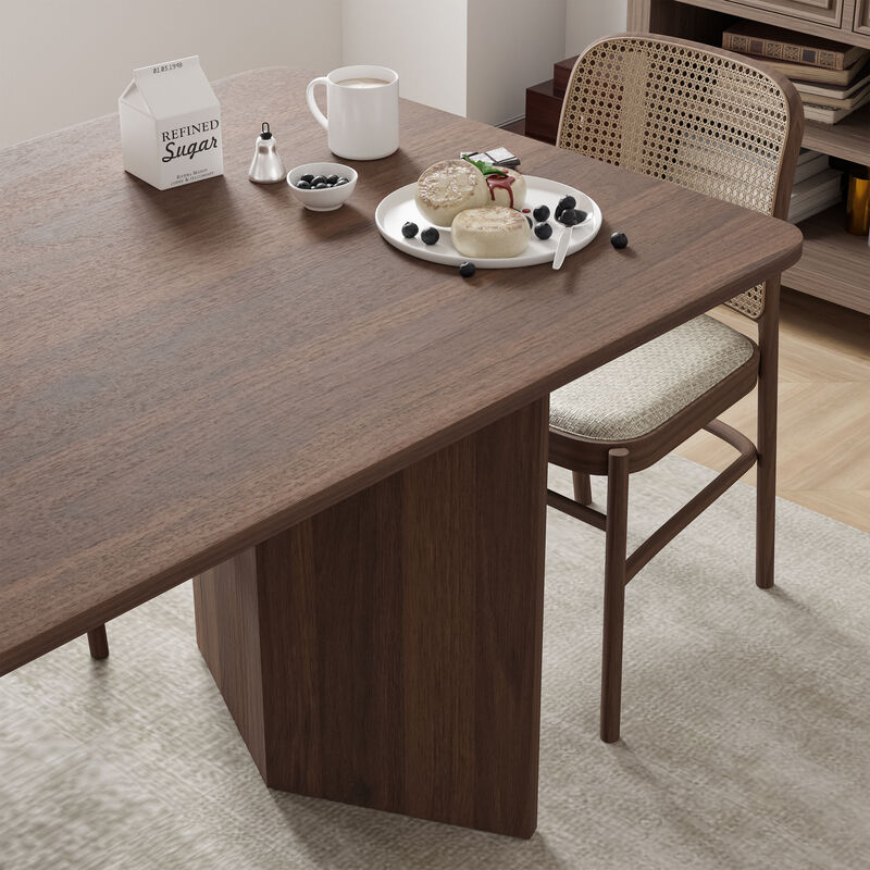 Brix 79V-Shaped Leg Square Wooden Dining Table in Walnut Color