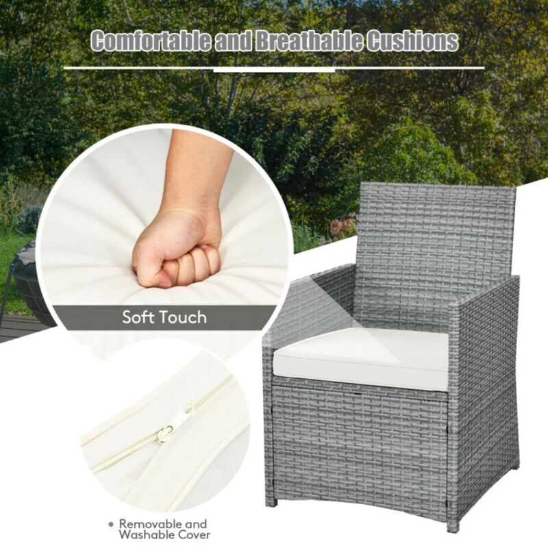 Hivvago 3 Pieces Patio Rattan Furniture Set with Cushioned Armrest Sofa