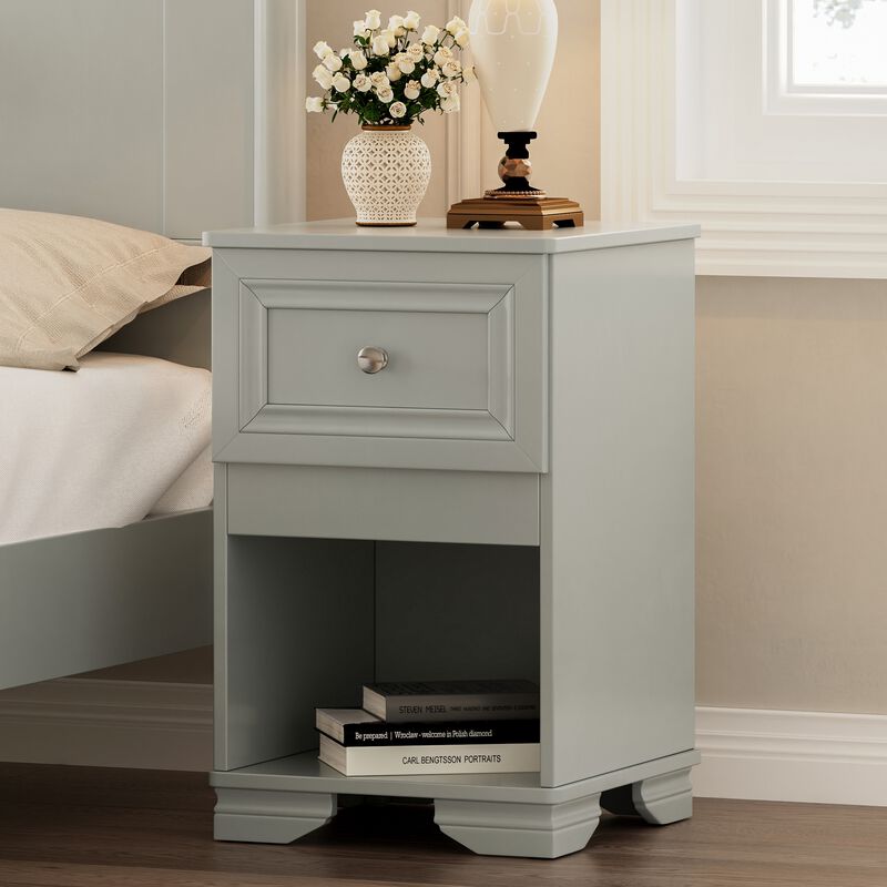 Merax Elegant Design Nightstand with A Drawer and Open Shelf