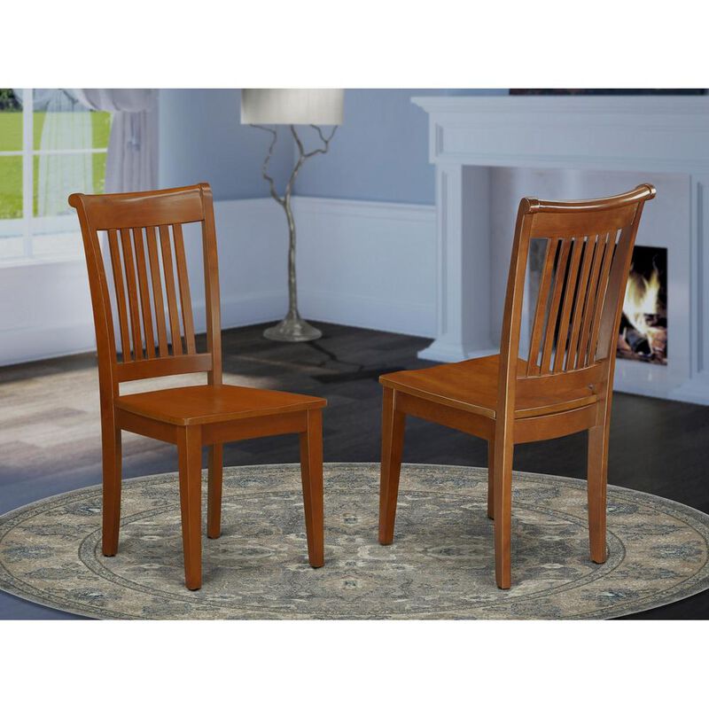 East West Furniture Portland  slat  back  dining  room  chair  with  wood  seat,  Set  of  2