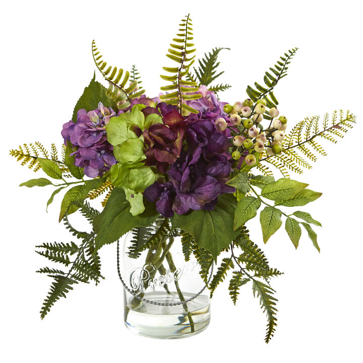 Hivvago 14" Hydrangea & Berry Artificial Arrangement Hivvago 14" Hydrangea & Berry Artificial Arrangement