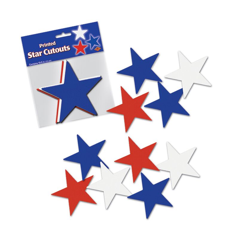 Club Pack of 240 Red and Blue Patriotic Star Cutout Party Decorations 5"