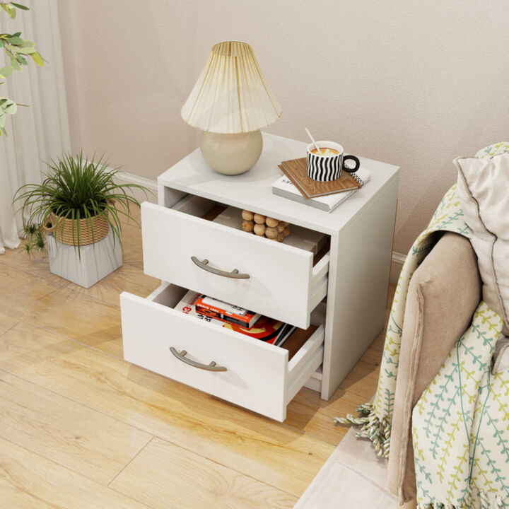 2 Drawer Nightstand with Storage for Living Room