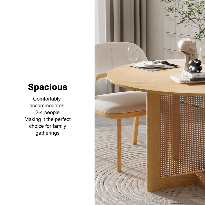 46 Cinna Modern Walnut Oak Wood Round Dining Table （Seats 4）