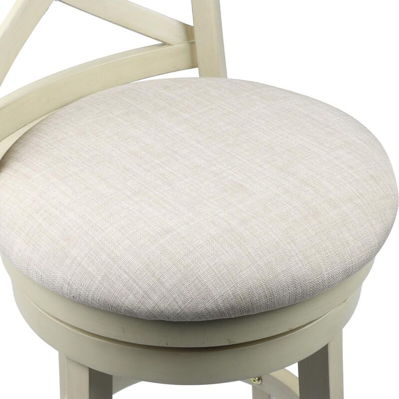 New Classic Furniture Furniture York 29 Wood Bar Stool with Fabric Seat in Ant White