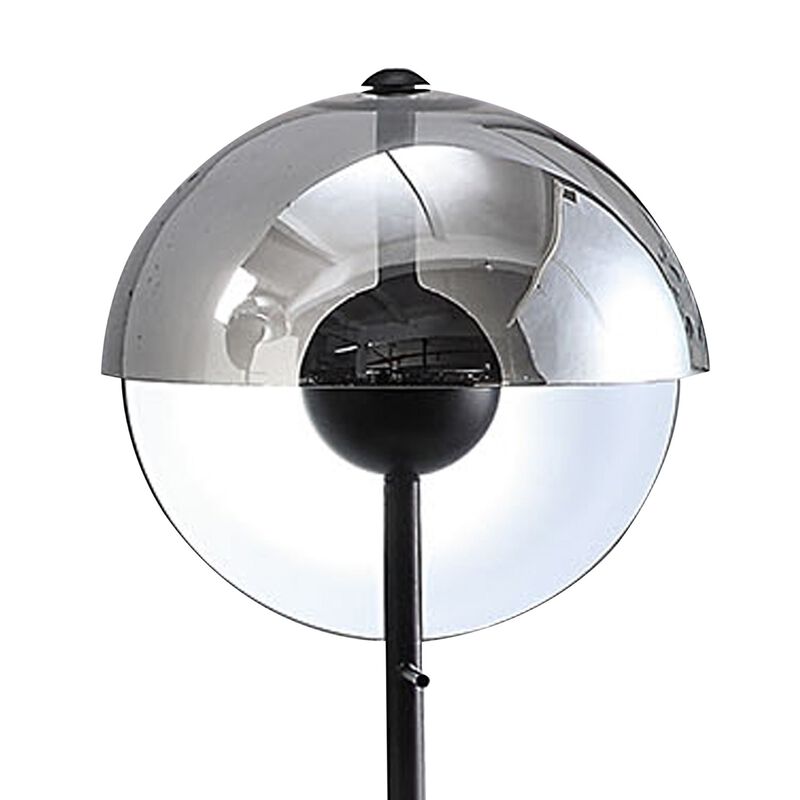 24 Inch Table Lamp, Accent Round Orb Glass Metal Shade, Black - Benzara