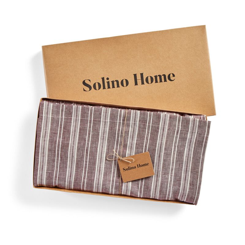 Solino Home 100% Pure Linen Tablecloth | Chelsea Stripe for Spring and Easter