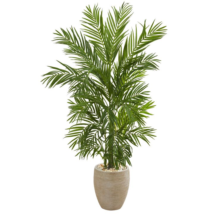 Hivvago 5 Feet Areca Palm Artificial Tree in Sand Colored Planter Hivvago 5 Feet Areca Palm Artificial Tree in Sand Colored Planter