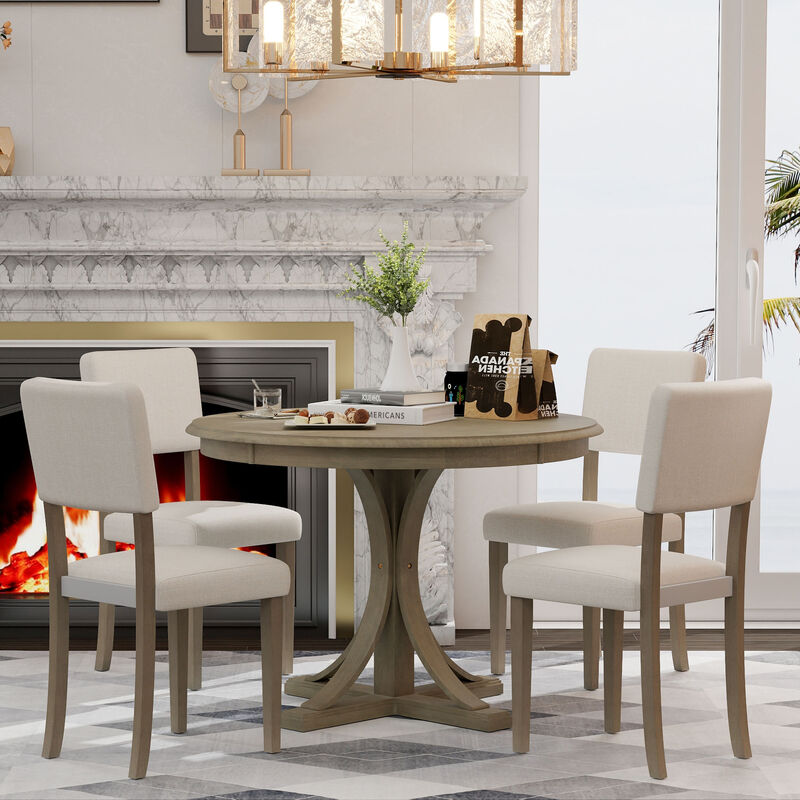Merax 5-Piece Retro Round Dining Table Set
