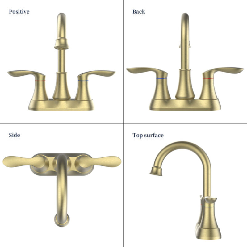 2-Handle Bathroom Faucet with Pop-Up Drain and 360° Swivel High Arc Spout