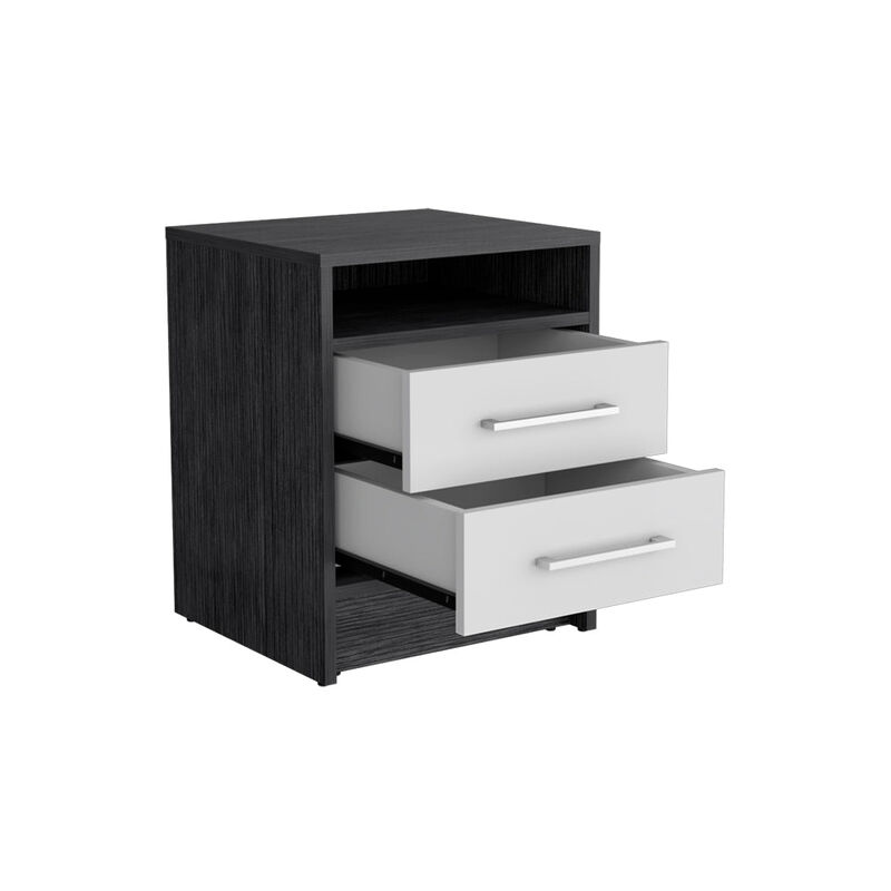 Nightstand Cartiz, Bedroom, Smoky Oak / White