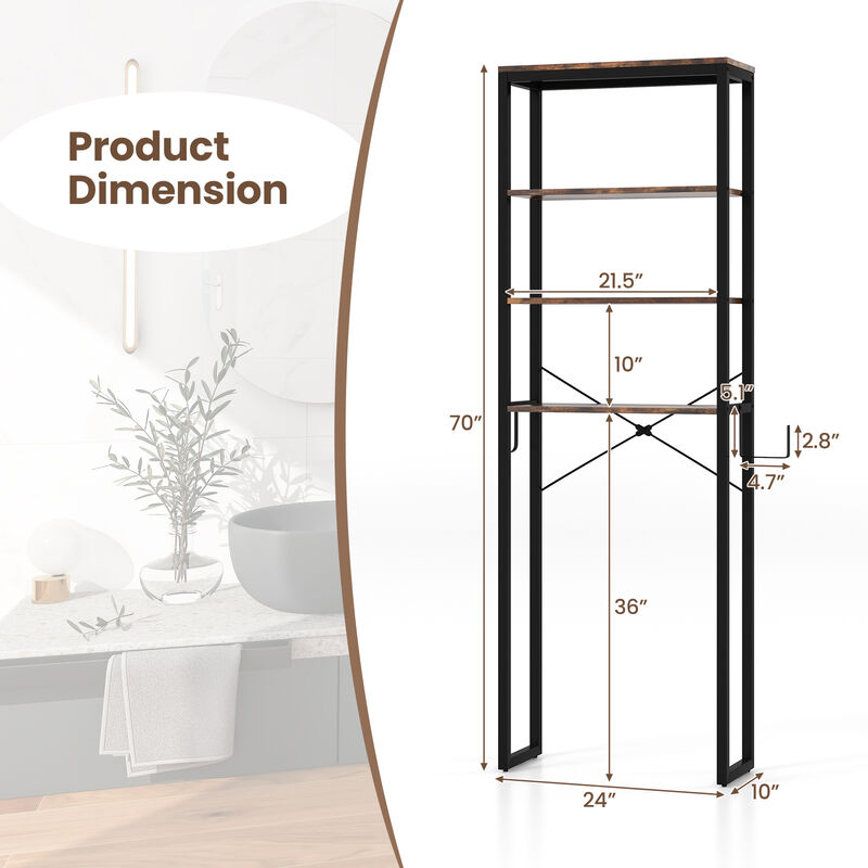 4-Tier Freestanding Over the Toilet Storage Rack-Rustic Brown