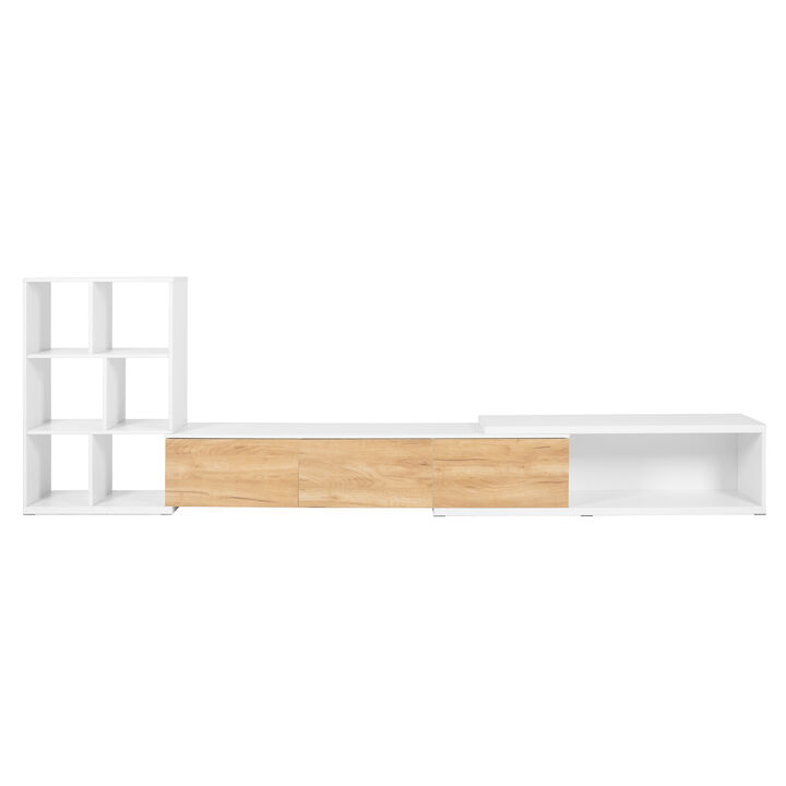 Merax Extendable TV Stand with 3 Tier Bookshelves