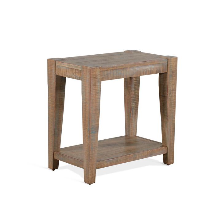 Sunny Designs 25 Modern Mindi Wood Chair Side Table in Weathered Brown