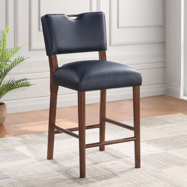 Comfort Pointe Bonito Midnight Blue Faux Leather Wood Counter Height Stool