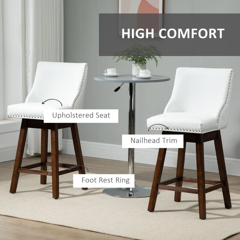 White Kitchen Seating: Bar Stools with Backs, Nailhead Trim, Wood Legs