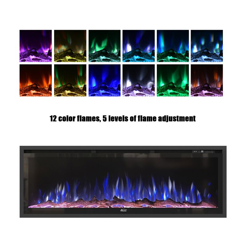 MONDAWE 50" Recessed Wall-mounted Freestanding Electric Fireplace with Remote Control