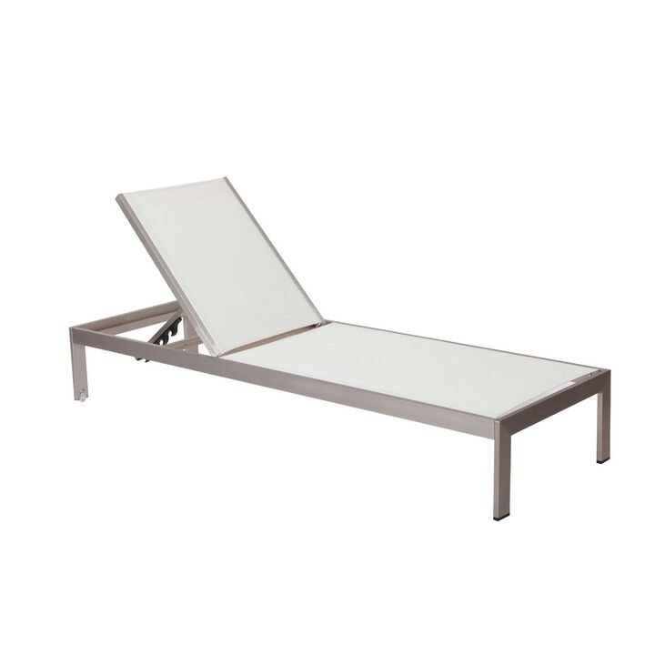 Anodized Aluminum Modern Patio Lounger In White - Benzara
