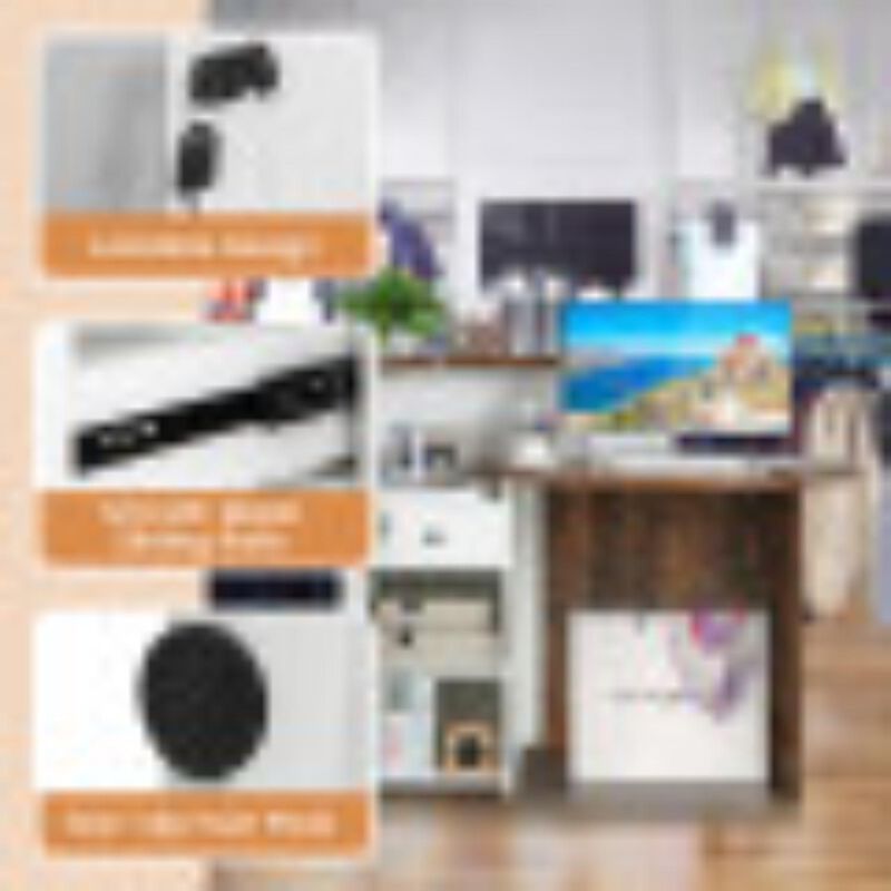 Hivvago Front Reception Office Desk with Open Shelf and Lockable Drawer