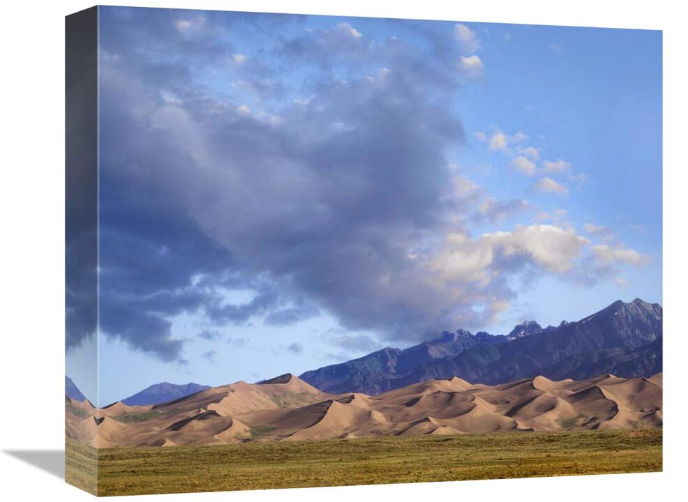 Sand dunes and mountains, Great Sand Dunes National Monument, Colorado-Canvas Art-16x13.28