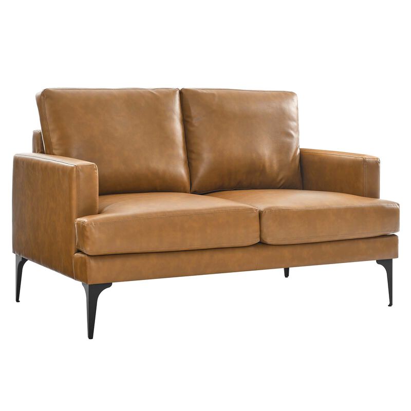 Evermore Vegan Leather Loveseat Tan EEI-6048-TAN