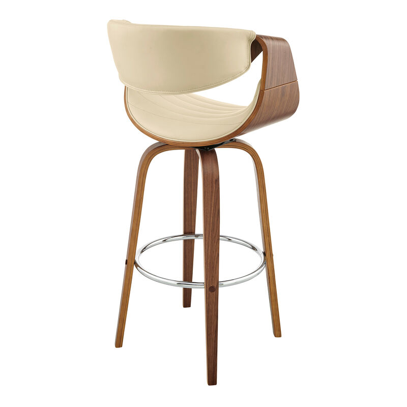 Arya Swivel Counter Stool in Faux Leather and Wood