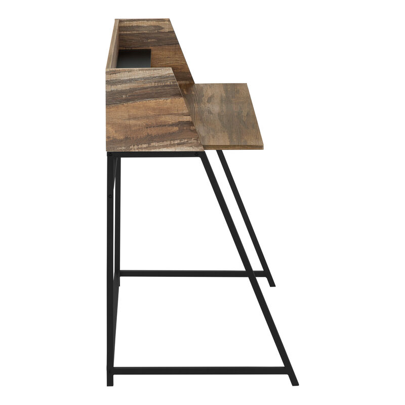 Monarch Specialties I 7548 Computer Desk, Home Office, Laptop, Storage Shelves, 48"L, Work, Metal, Laminate, Brown, Black, Contemporary, Modern