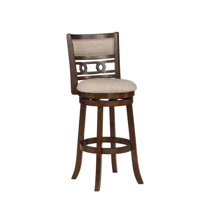 New Classic Furniture Gia 29 Solid Wood Swivel Bar Stool with Fabric Seat in Cherry
