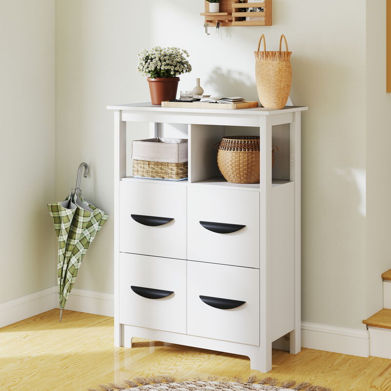 Floor Cabinet with 2 Open Compartments and 2 Drawers