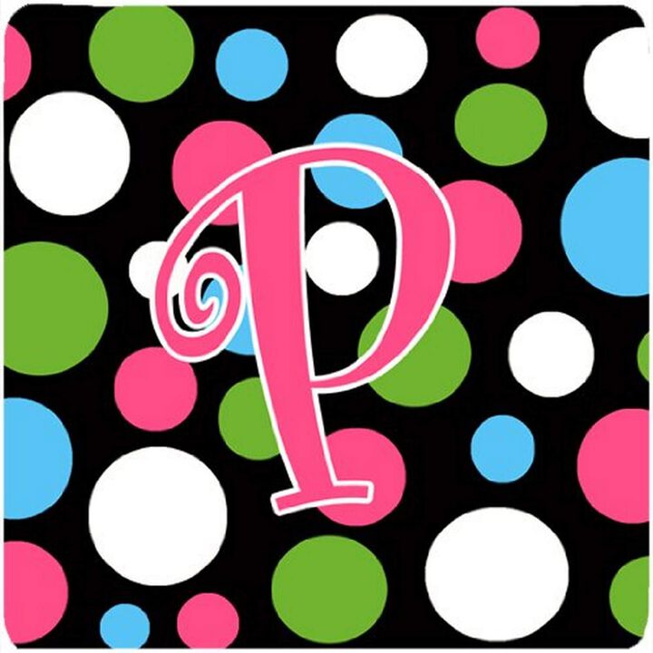 Caroline's Treasures CJ1038-PFC Monogram-Polkadots and Pink Foam Coasters (Set of 4), Initial Letter P, 3.5 H x 3.5 W, Multicolor